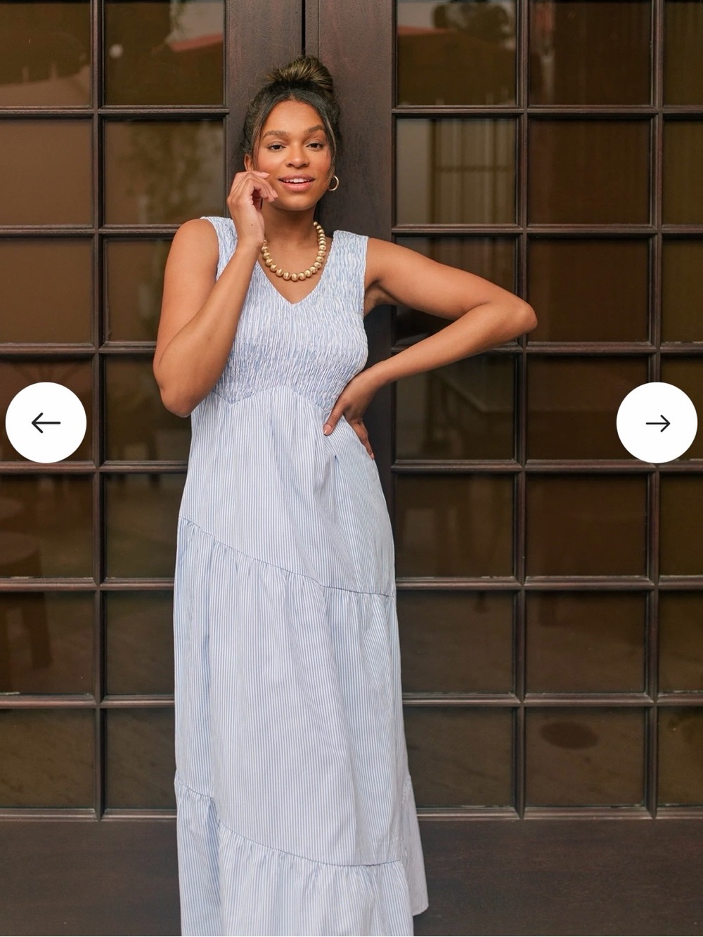 Vestique Blue & White Striped Tie-Back Maxi Dress - Picture 2 of 6